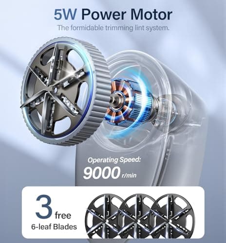 Bymore Fabric Shaver & Lint Shaver for Clothes and Furniture, Heavy Duty Sweater Shaver Lint Remover with Large 65mm Shaving Head, 6-Leaf Blades, Extra Replacement Blades for Couch, Sofa & Upholstery - Thumbnail 3