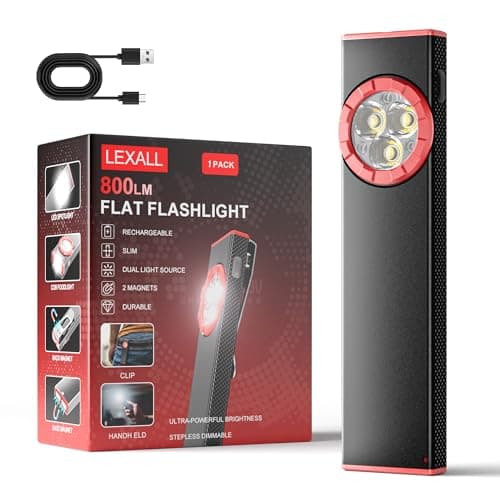 lexall EDC Flashlight, 800Lumen Rechargeable Pocket Flat Flashlight, Magnetic LED Flashlight with Clip, Dimmable Mini Area Light for Car Repairs/Inspection/Travel/Emergency/Camping - Image 1