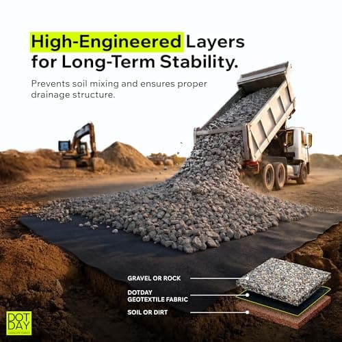 DOTDAY 6 oz Non-Woven Geotextile Fabric 3ft x 50ft, Heavy Duty Driveway Fabric for Gravel, French Drains, Paver Base & Erosion Control, UV-Stabilized Permeable Underlayment, Terra - Thumbnail 3