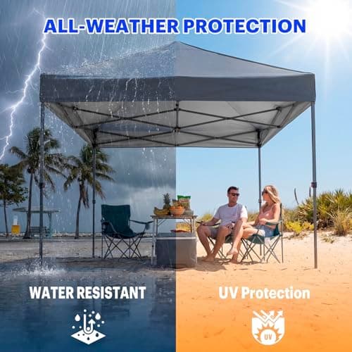 10x10ft Replacement Canopy Top with Air Vent— Instant Canopy Top Cover ONLY,Canopy Tent Top Cover for Straight Leg Canopy Frame - for Outdoor Garden Patio Sun Shade,No Frame (Dark Gray) - Thumbnail 5