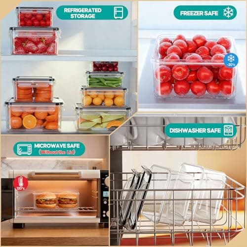 TOPCHASE 40 PCS Food Storage Containers with Lids Airtight (20 Containers & 20 Lids) - Plastic Food Containers for Kitchen Storage Reusable BPA-Free Leakproof Meal Prep Container with Labels & Pen - Thumbnail 6