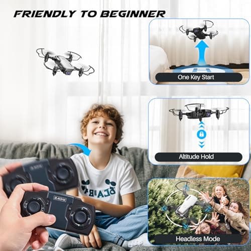 SIMREX Drone With Camera for Kids Adults,Mini RC Quadcopter Foldable,Altitude Hold, 3D Flip, Headless Mode, Gravity Control, 2 Batterie, Gifts for Kids, Adults, Beginner (New White) - Thumbnail 2