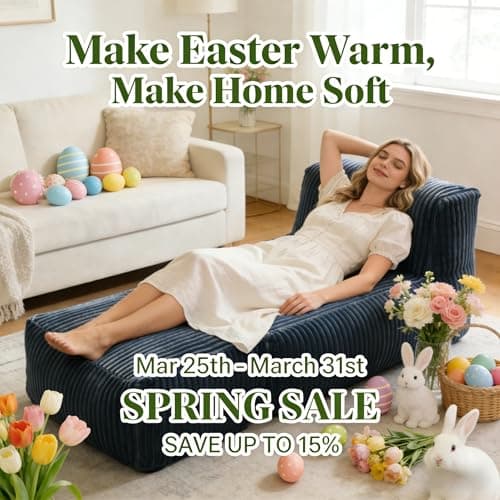 Ayovoch Bean Bag Chair for Adults, Giant Bean Bag Chair with Washable Cover, Comfy Corduroy Bean Bag Lounger with Ottoman, Memory Foam Filled Bean Bag Sofa for Living Room, Bedroom, Balcony, Grey - Thumbnail 5