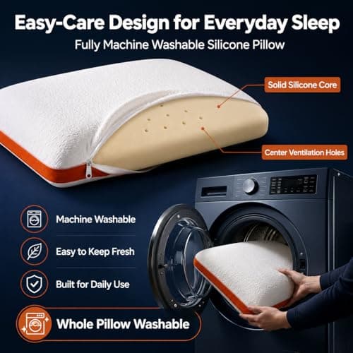 ASRIO 4D Silicone Grid Pillow: Cooling TPE Ergonomic Cervical Support for Neck Pressure Relief, Side & Back Sleepers, Washable (Standard, (Bread Pillow)) - Thumbnail 5