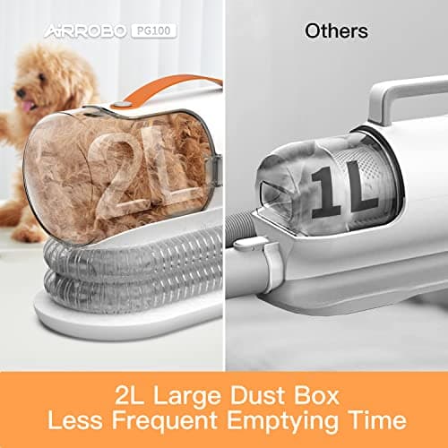 AIRROBO Dog Grooming Vacuum Kit,12000Pa Strong Pet Vacuum for Shedding,Grooming Hai,Quiet,PG100,2L Large Capacity - Thumbnail 3