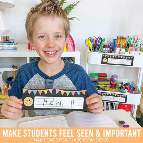 Hadley Designs Desk Name Tags for Classroom - 36 Student Desk Name Plates for Classroom Decor, 9x3 Pastel Nametags Cubby Labels Teacher Supplies, 1st 2nd 3rd Grade Kindergarten Preschool Must Haves - Thumbnail 2