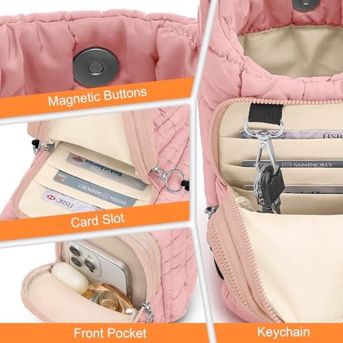 WOOMADA Water Bottle Holder RFID Crossbody Bag for Women, Ideal for Walking, Hiking, Cycling(pink) - Thumbnail 5