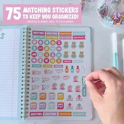 Hadley Designs Daily Planner Undated - Undated Daily Planner with Hourly Schedule, To Do List Notebook for Work, Day Planners for Kids & Adults, Teacher Supplies, Teacher Graduation Gifts - Thumbnail 4