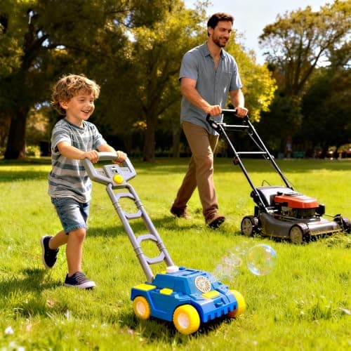 Bttyu Bubble Lawn Mower for Toddlers,Outdoor Bubble Machine with Push & Pretend Play,Plug in or Battery Operated Bubble Mower for Boys & Girls,Ideal Easter, Birthday, Halloween,Christmas - Thumbnail 4