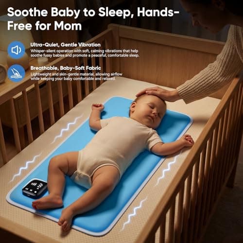 Baby Vibrating Sleep Soother Pad, Baby Sleep Aid, Vibrating Mattress Pad Sleep Soother, 90 Min Timer, Vibrating Mat for Sleep, Aid to Calm Fussy Newborn for Easier Rest, Infant: 0-12 Months, Blue - Thumbnail 4