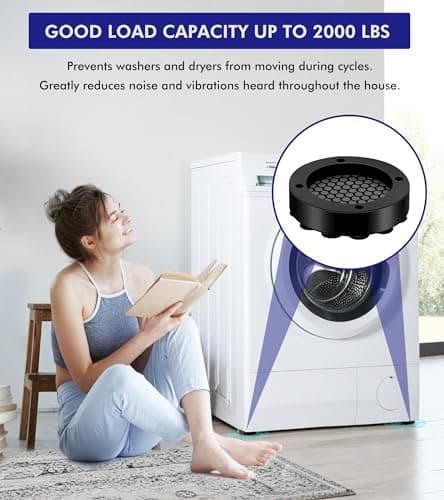 LILIWER Anti Vibration Pads For Washing Machine, Prevent Sliding Out, Soundproofing Base for Appliances, Floor Protector 4 Pack (4) - Thumbnail 4