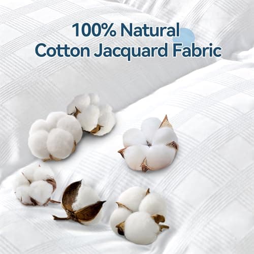 ABENE Mattress Topper for Back Pain Relief, Extra Thick Mattress Pad Pillowtop, Soft Cotton Cover with 8"-21" Deep Pocket, 1300gsm Overfilled Down Alternative Filling (Cotton White, Full) - Thumbnail 3