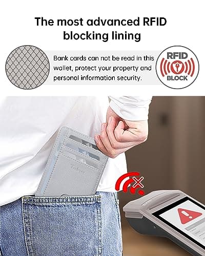 Teskyer Slim Wallet for Men, Minimalist Front Pocket RFID Blocking Leather Wallet Credit Card Holder for Men & Women - Thumbnail 4