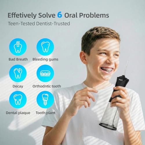 VCIT OrthoWave Water Flosser for Teeth, 350ML Portable Cordless Oral Irrigator, IPX7 Waterproof, 4 Modes & 6 Jet Tips, FDA Cleared, 1400-2000 PPM Pulse, for Braces, Sensitive Gums & Travel - Thumbnail 4