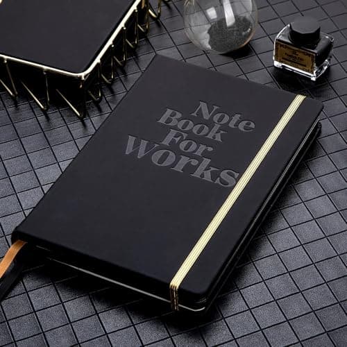 MINICAGIE Lined Journal Notebook for Men and Women, 256 Pages Black Journals for Writing, Hardcover A5 Journaling Notebooks Daily Work Travel Office Journal 5.7'' X 8.5'' Black Gold - Thumbnail 5