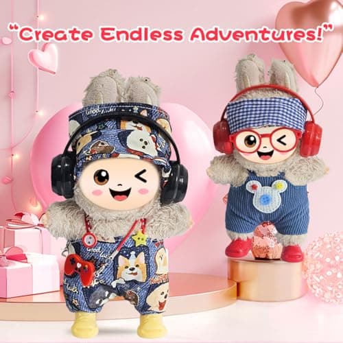 33 Pack Compatible for Labubu Clothes Outfits,Premium Labubu Accessories Case Shoes for 17cm Dolls,Labubu Birthday Party Decoration- Includes 6-Pack Doll Clothes Sets,Camera,Sunglasses (Cool, 17cm) - Thumbnail 3