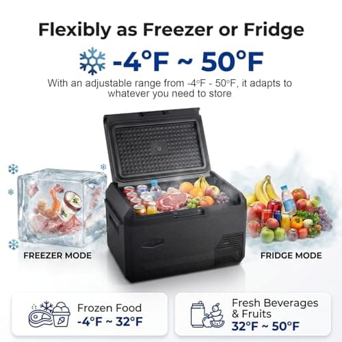 FreezeWay 12 Volt Car Refrigerator Fridge, 32QT Portable Refrigerator Car Fridge，Electric Cooler with Reversible Door, 12V Portable Freezer Cooler for Cars, Camping, Boating, Outdoor, Travel - Thumbnail 5