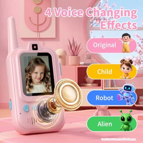 Video Walkie Talkies for Kids, 2 Pack Rechargeable Video & Long Range for Indoor Play, Dual Camera Front and Back,Camping Hiking, Outside Toys Gifts for Boys Girls Age 3-12 - Thumbnail 5