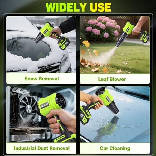 Leaf Blower Cordless,Battery Powered 800,000 RPM Electric Leaf Blower with 2 x 4.0Ah Battery and Charger Handheld Blowers for Lawn Care,Dust,Snow,Car Blowing Water with 2 Extended Nozzle - Thumbnail 5