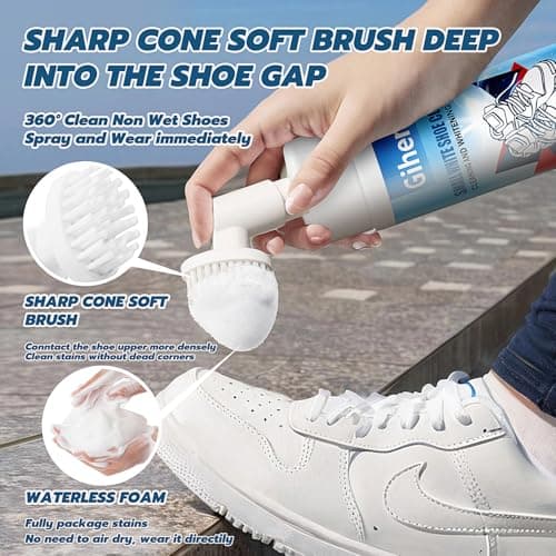 Gihen Shoe Cleaner Kits (9.17 oz), Water-Free Foam Shoe Cleaner with Shoe Brush and Shoe Cloth, Sneaker Care - Thumbnail 6