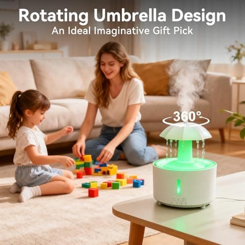 Missfly Aromatherapy Diffuser,Clouds and Cool Mist Humidifier,360° Rotatable,Super Quiet, Easy to Fill & Clean, Auto Shut-Off,300ml Humidifiers for Bedroom Home and Office (White) - Thumbnail 6