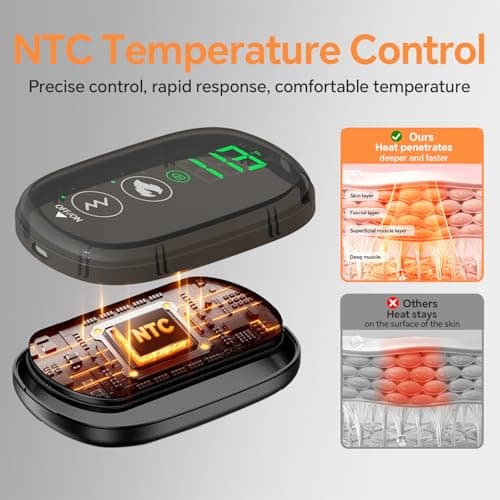 Heating Pad for Back, Lumbar Massager, Heated Waist Belt Wrap, Lower Back Pad with Heat Vibration 3 Levels Adjustable, 180 mins Battery, Cordless Portable, Touchscreen Control - Thumbnail 5