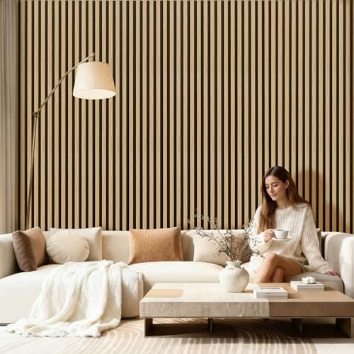 Wood Slat Acoustic Panels 2-Piece, 94” x 11” Acoustic Wall Panels, Soundproof Wooden Wall Panels, 3D Fluted Wood Panels for Interior Acoustic Wall Panels, Sound Absorbing Panel - Thumbnail 6