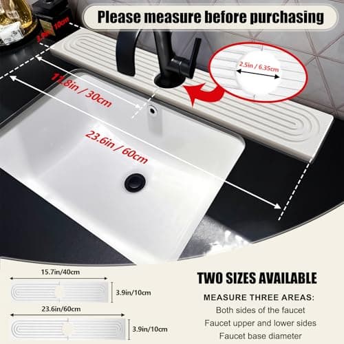 Stone Faucet Mat For Kitchen Sink, 23.6" Diatomite Quick Drying Stone Mat For Kitchen Sink, Sink Splash Guard, Super Absorbent, Sink Stone Quick Dry Around Faucet For Bathroom Counter (White) - Thumbnail 4