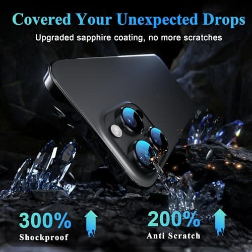 YWXTW Camera Lens Protector for iPhone 16 Pro/iPhone 16 Pro Max, [1 Step Installation Tray] Tempered Glass Screen Protector Metal Individual Camera Cover Accessories (Black Titanium-2Pack) - Thumbnail 3