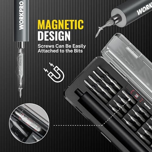 WORKPRO 20-in-1 Mini Electric Screwdriver with Magnetizer & S2 Steel Bits, 3.6V Rechargeable Precision Screwdriver Set for Electronics, Phone, Camera, Laptop & Watch - Thumbnail 6