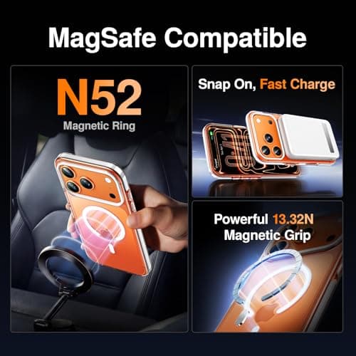 SMARTDEVIL for iPhone 17 Pro Case with 2 Screen Protectors, [Compatible with Magsafe][Anti-Yellowing][Military-Grade Protection] Shockproof Slim Magnetic Phone Case with White Border Design - Thumbnail 5