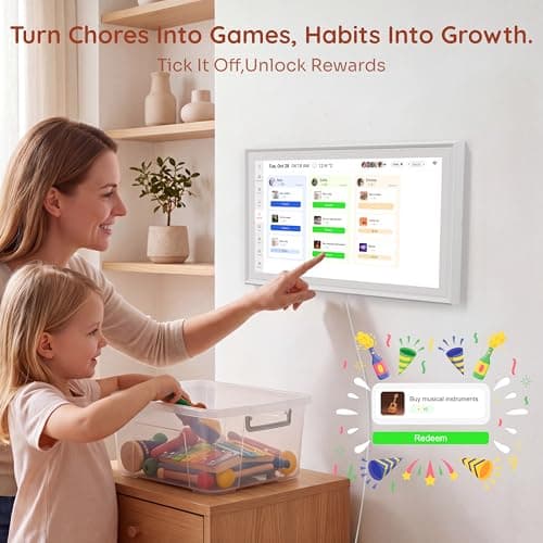 Ingnok 15.6 Inch Digital Calendar, No Subscription Electronic Calendar Touchscreen for Family Schedules, Personal Planner, Chore Chart, Reminders, 32GB, Wi-Fi, Wall & Desk Mount - Thumbnail 5
