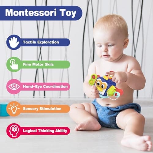 SOONYANG Montessori Toys for 1 Year Old, Activity Cube Toys for 1 Year Old Boy,Travel Sensory Toy for Toddlers 1-3, One Year Old Boy Birthday Gift, Learning Baby Toy 12-18 Months - Thumbnail 2