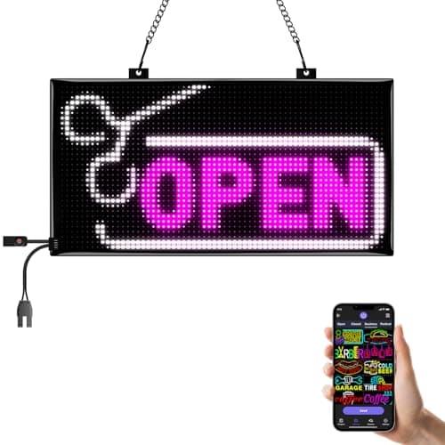 Programmable LED Open Sign,Support for Multiple Open Dynamic and Static Effects,Bluetooth APP Control, for Shop Window Glass/Cafes/Bar - Image 1