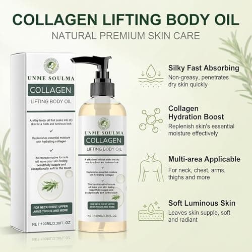 UNME SOULMA Collagen Oil, Collagen Lifting Body Oil, Firming Oil for Skin Tightening & After Shower Moisturizing, 3.38 Fl Oz - Thumbnail 2