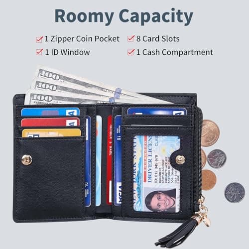 Gostwo Small Wallets for Women, Stylish Womens Wallet with ID Window, Zippered Coin Pocket and Tassel. Cute RFID Wallet for Women, ideal for Teen Girls, Commuters, and Women for Daily Use - Thumbnail 3