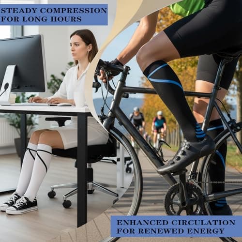 Sooverki Graduated Copper Compression Socks for Men & Women Circulation 8 Pairs 15-20mmHg - Best for Running Athletic Cycling - Thumbnail 6