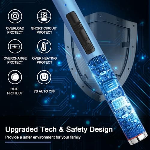SUPRUS Candle Arc USB Type C Lighter Electric Lighter with Upgraded LED Battery Display Safety Switch Rechargeable Flameless Plasma Windproof Portable for Mother‘s Day (Blue) - Thumbnail 4