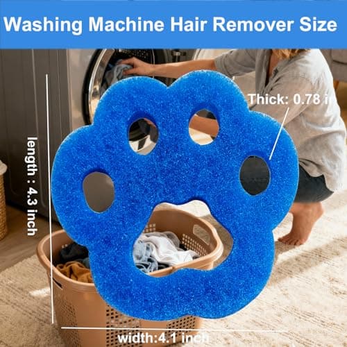 Pet Hair Remover for Laundry, 6PCS Reusable Dog & Cat Hair Remover Tool - Removes Pet Fur, Hair, Lint, Dander from Clothes &Washing Machine. (Blue, cat paw) - Thumbnail 5