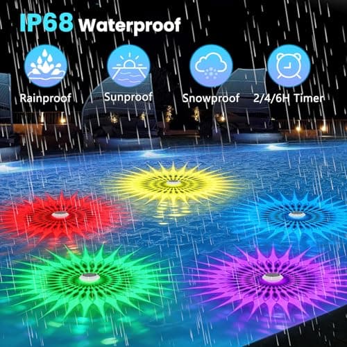 2026 Upgrade Solar Powered Floating Pool Lights(1 Pack), 1800mAh Pool Lights That Float with Remote, 42 Lighting, Timer Function, IP68 Waterproof for Inground/Above Ground Pool, Pool Party, Bathtub - Thumbnail 4
