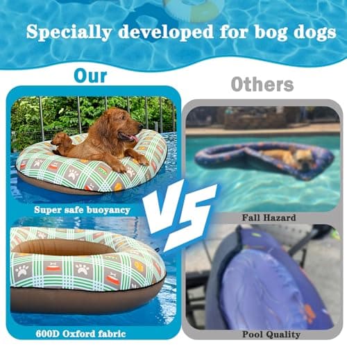 Dog Float for Pool, Dogs Pool Float Inflatable for Large Doggy Heavy Duty Dogs Foldable Lake Raft for Dog -Up to 150Lbs - Thumbnail 4