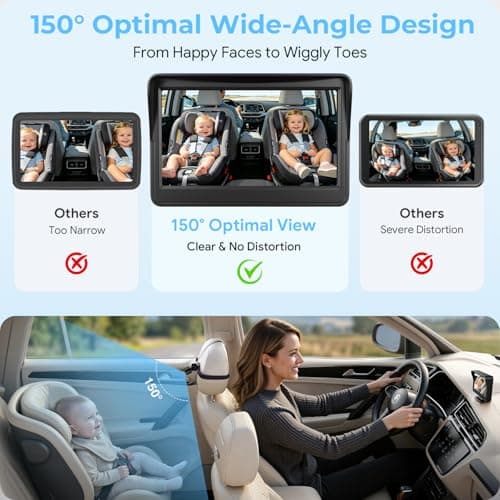 FEISIKE Car Baby Camera, 4.3'' HD Infrared Night Vision Function Baby Car Camera Display, Backseat Camera for Kid with 150° Wide View & 360° Rotatable Easy Installation in 5 Mins Rear Facing Mirrors - Thumbnail 6