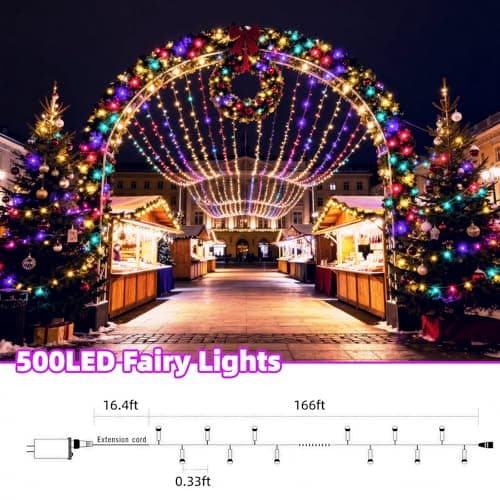 AHAWILL String Lights for Christmas Decor,LED RGB Classroom Lights, Waterproof Fairy Lights Indoor for Christmas Decor,Dimmable,8 Modes,Valentine's Day Home Decorations (166ft) - Thumbnail 5