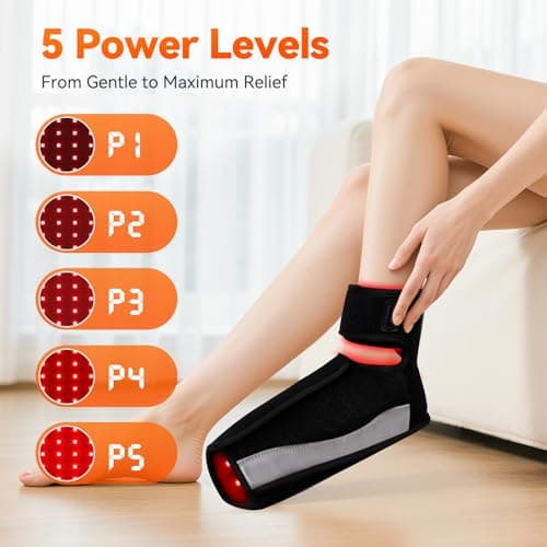 Puroth Red Light Therapy for Feet, Infrared Light Therapy Feet Wrap with 660nm 850nm Near Infrared, 5 Adjustable Brightness Timer, 3 Modes for Foot Ankle Heel, Up to Foot Size 12, Gift for Women Men - Thumbnail 5