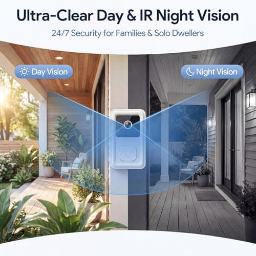 Video Doorbell Camera Wireless with Chime, Live View 2-Way Audio, Smart Ring Doorbell with HD Night Vision, Rechargeable Battery-Powered, 2.4GHz Wi-Fi Support, Cloud Storage, Advanced Home Security. - Thumbnail 3