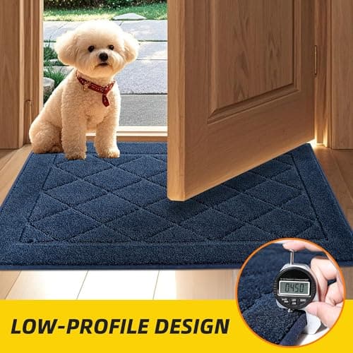 JSEI Dirt Trapper Door Mat 32"x48", Non-Slip Washable Entryway Mats, Dog Door Mat, Stain Resistant and Absorbent Floor Mats, Low Profile Welcome Mat for Front Back Door, Navy Blue - Thumbnail 6