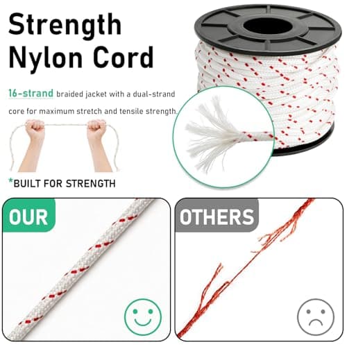 Alrhipvm Pull Cord Rope 100ft x 13/64"(5mm), Recoil Starter Rope Pull String for Small Engine, Pull Rope for Lawn Mower Generator Chainsaw Trimmer Edger Brush Cutter - Thumbnail 5