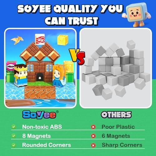 Soyee Magnetic Blocks 100PCS Magnetic Building Blocks Cubes Kids Boys Girls Toys for Ages 3-5 5-7 8-10 STEM Sensory Learning Building Magnet Toys 3-12 Year Old Girls Boys Birthday - Thumbnail 5