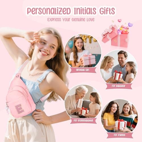 X-KIDS Initial Fanny Pack for Teen Girls Cute Crossbody Bag Sling Purse Personalized Gift for Tween Girl Kids 6-14 Years Old - Thumbnail 5