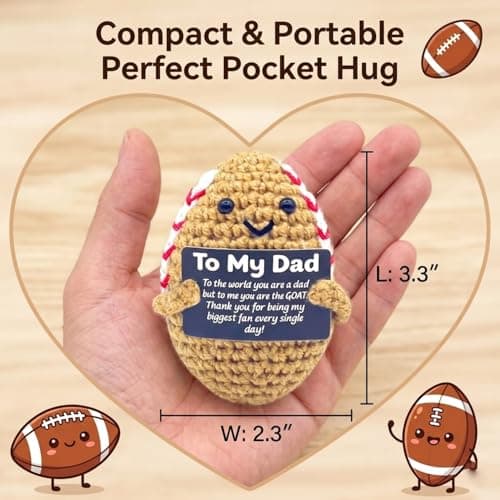 Kenoerd Dad Gifts from Son and Daughter-Emotional Support Football for Dad,Crochet Positive Potato Footballs,Unique Fathers Day Birthday Gifts Husband, Funny Football Decor Office Desk Accessories - Thumbnail 6